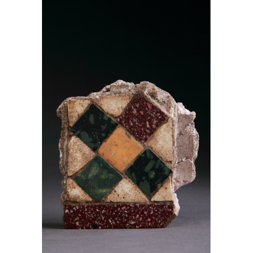 Medieval Mosaic Cosmati Floor Fragment Inlaid with Red and Green Porphyry